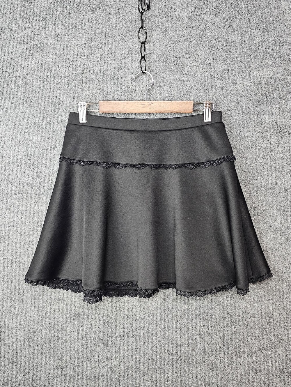 Hot Topic Black Wide Yoke Lace Trim Skater Skirt - Size Medium - Picture 1 of 6